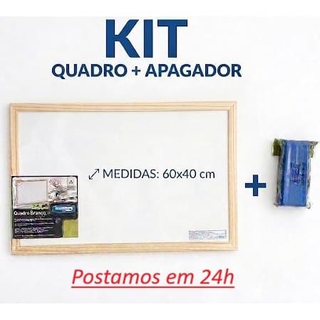 Lousa branca Quadro branco + apagador Azul 60cmx40cm