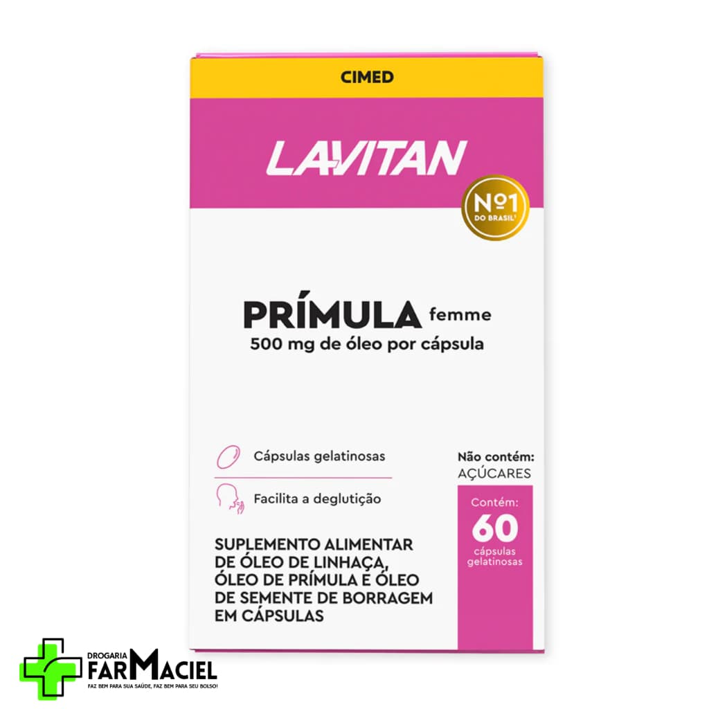 Lavitan Prímula Femme com 60 cápsulas 500mg por Cápsula