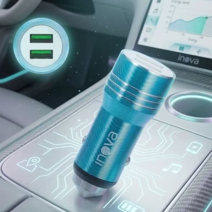 Carregador Veicular TURBO com 02 Portas USB 3.4A INOVA GL01