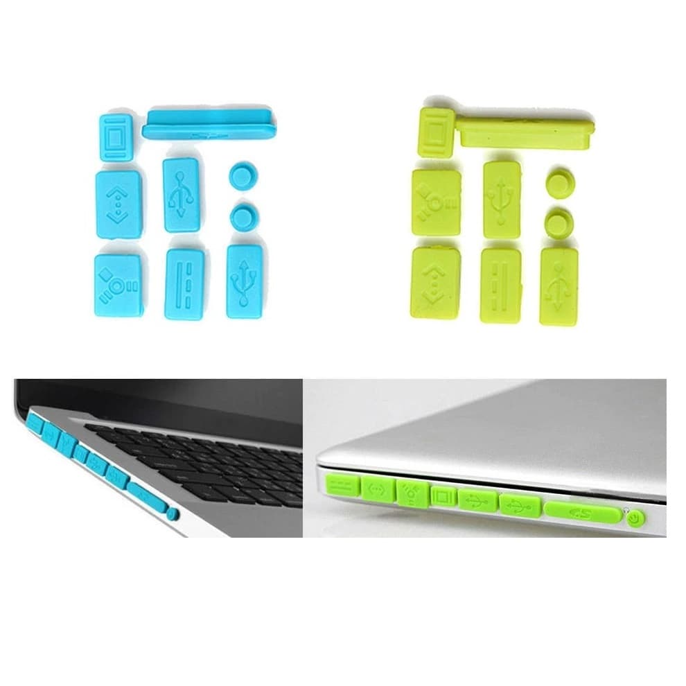 9 tampas protetoras em silicone antipoeira para portas do MacBook Pro