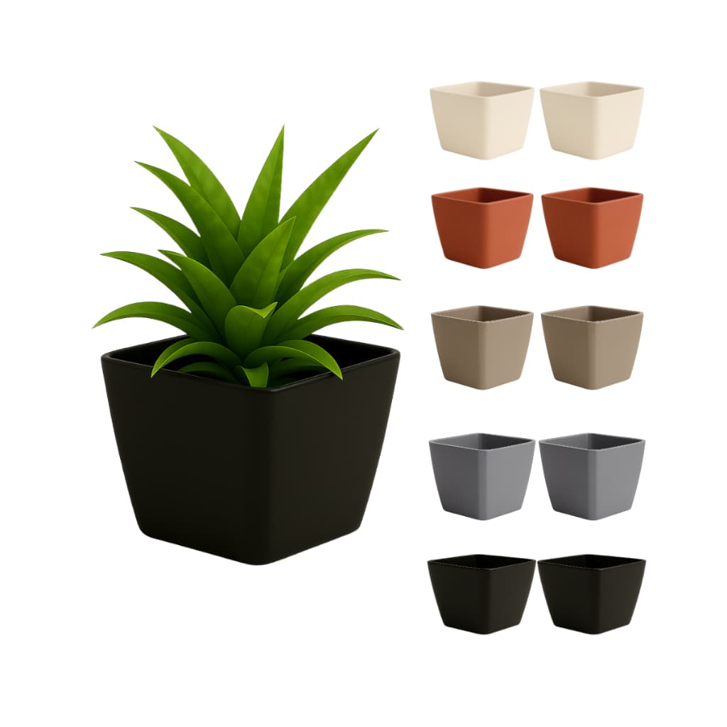 Kit 24 Vasos Quadrado Preto Marrom Colorido 750 ml para Plantas Flores Suculentas Decoração