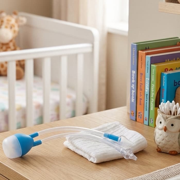 Aspirador nasal infantil bebe de silicone de ponteira anatômica que não machuca e coletor