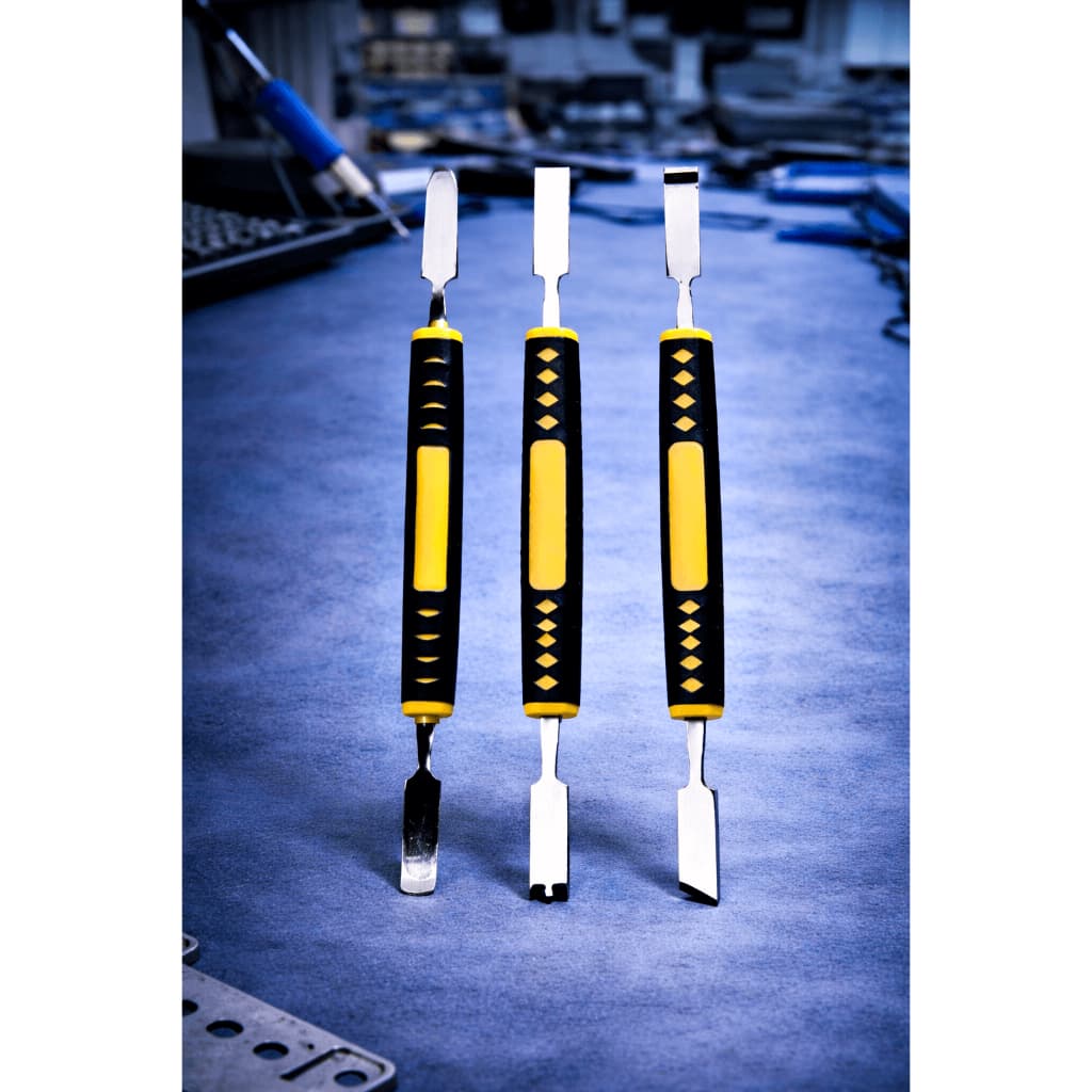 3 Espátulas Metal Reparo Manutenção Celular Cabo Amarelo