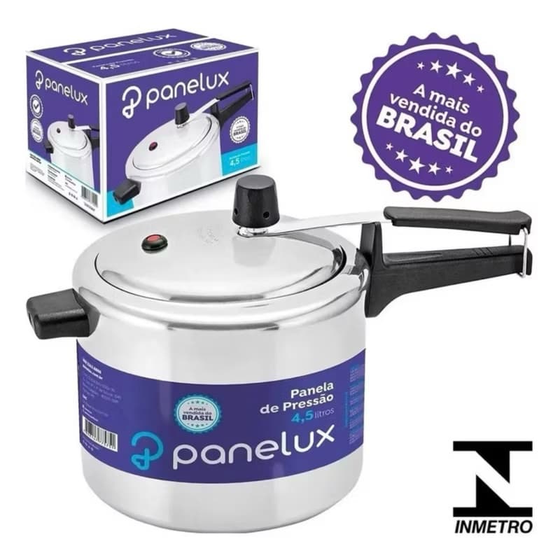 Panela De Pressão 4,5 Litros Alumínio Polido Panelux Mais Vendida