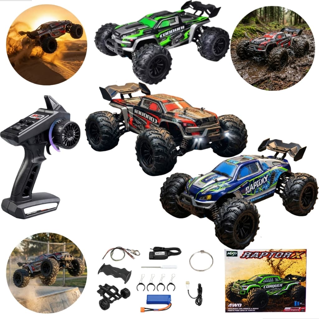 Carrinho Controle Remoto 50km/h 4X4 Automodelo Rc Competição Conquer com 1 Bateria Jeep Trilha 1:16