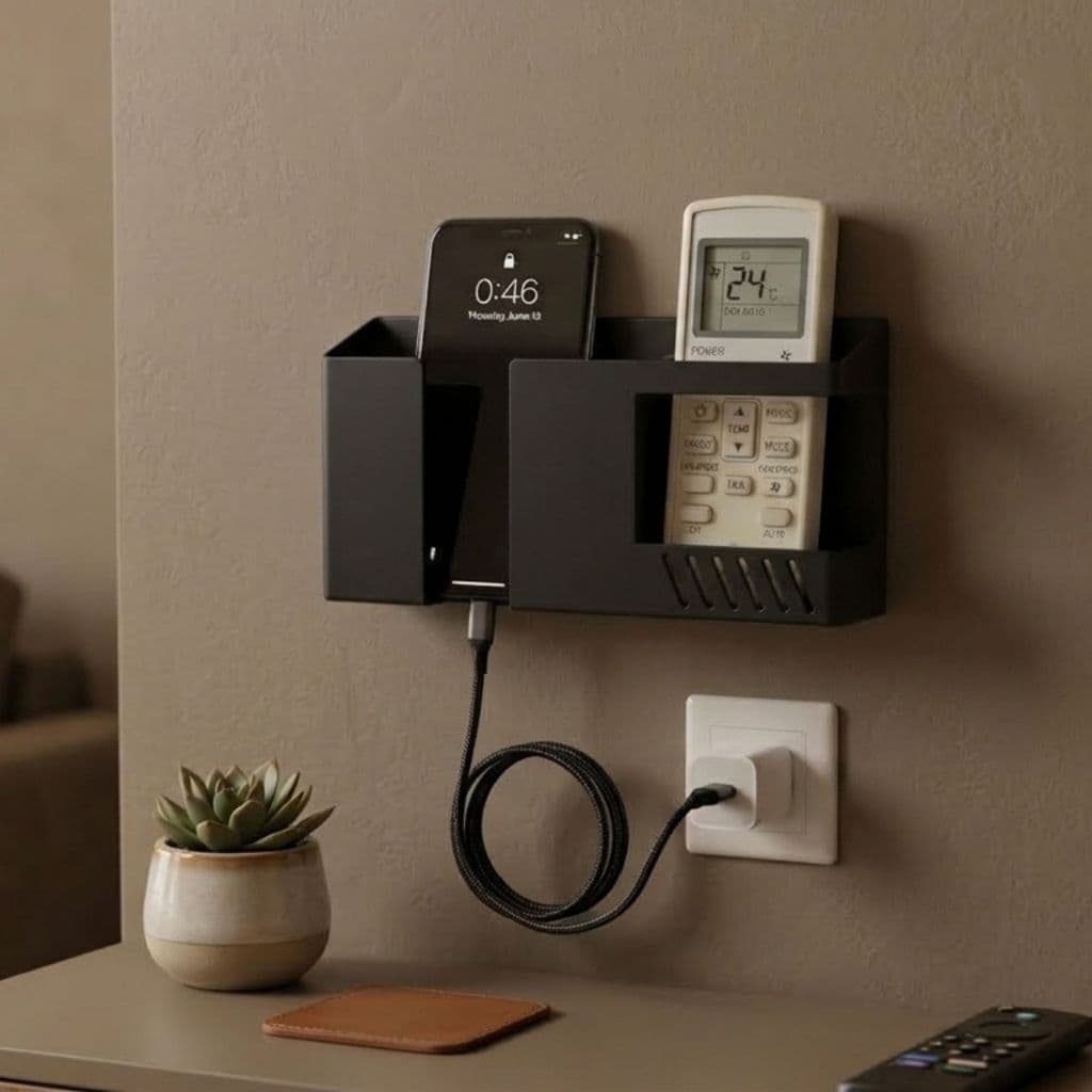 Suporte De Parede Porta Celular e Controle Remoto Universal Com Fita 3M