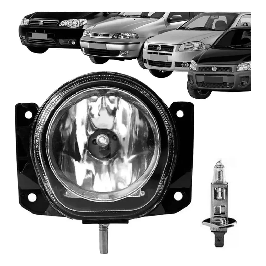 Farol de Milha Fiat Palio 2001 a 2014 Siena Strada Idea Auxiliar Neblina Com Lâmpada H1