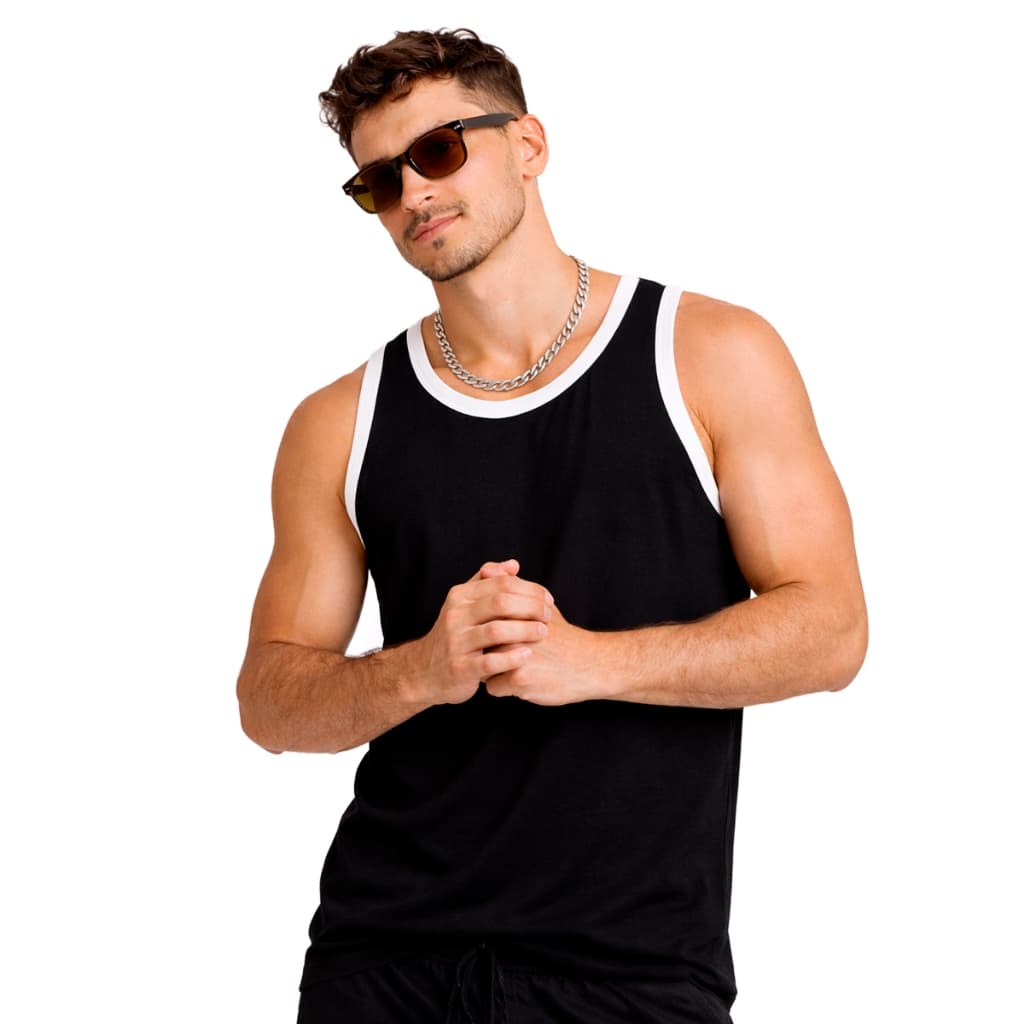 Regata Americana Masculina Nadador Longline Slim Lisa Básica 100% Algodão Academia Esporte Treino