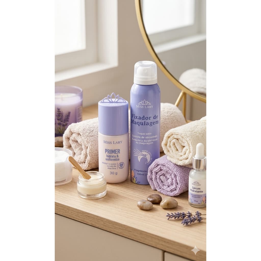 KIT! Primer Facial - Hidrata & Uniformiza + Fixador de Maquiagem - Miss Lary