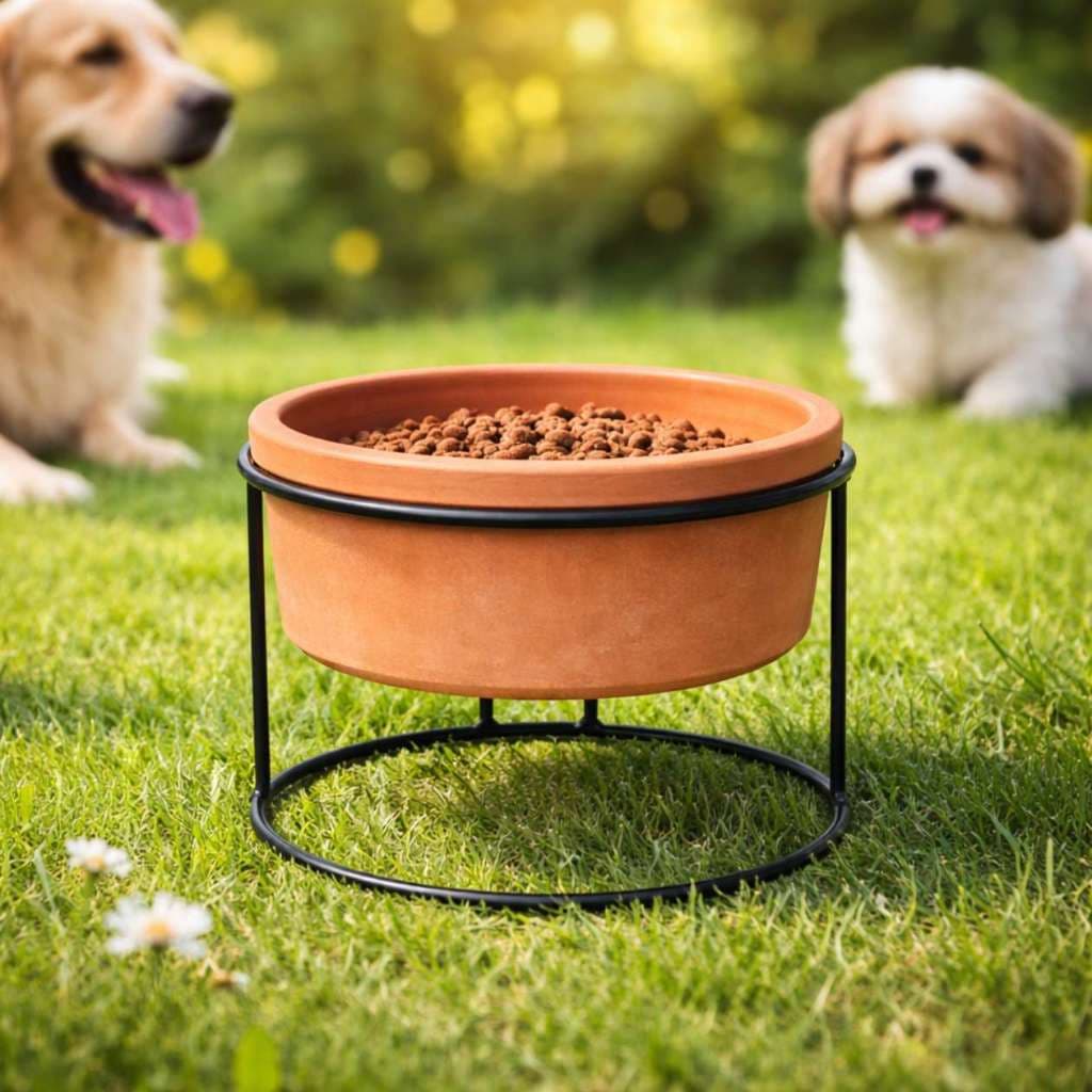 Comedouro Elevado Para Pets Comedouro Barro com Suporte De Ferro Cachorro Gato Elegância e Pracicidade 1000ML