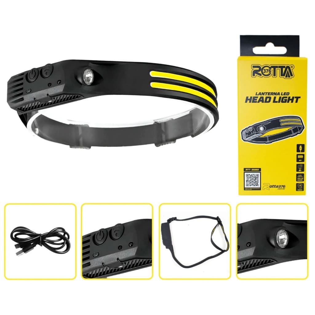 Lanterna de Cabeça Recarregável Head Light Rotta376