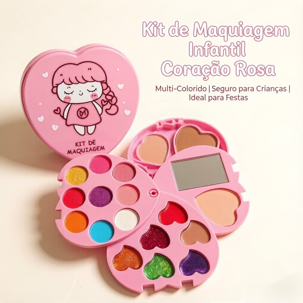 Kit de Maquiagem para Crianças - 17 Cores, Formato Flor, Ideal para Brincadeiras