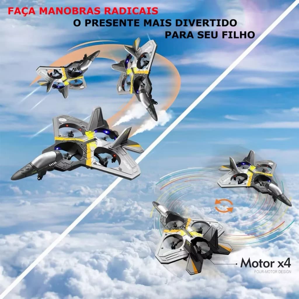 Avião Drone Combat Aircraft Controle Remoto 2.4ghz 4 Motores
