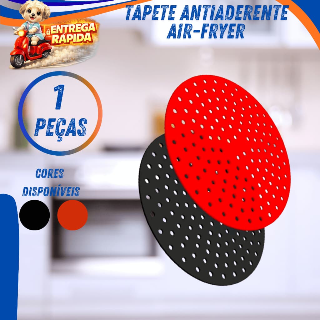 Forro e Tapete Antiaderente Silicone Perfurado Protetor Cesto de Airfryer Lavável Descanso de Panela