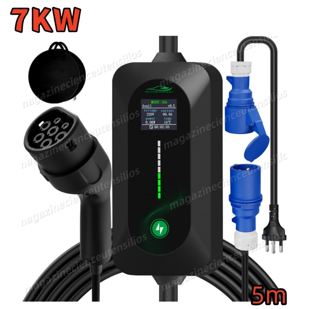 Carregador Carro Elétrico Portátil 7kw 32a Tipo 2 127v/220v