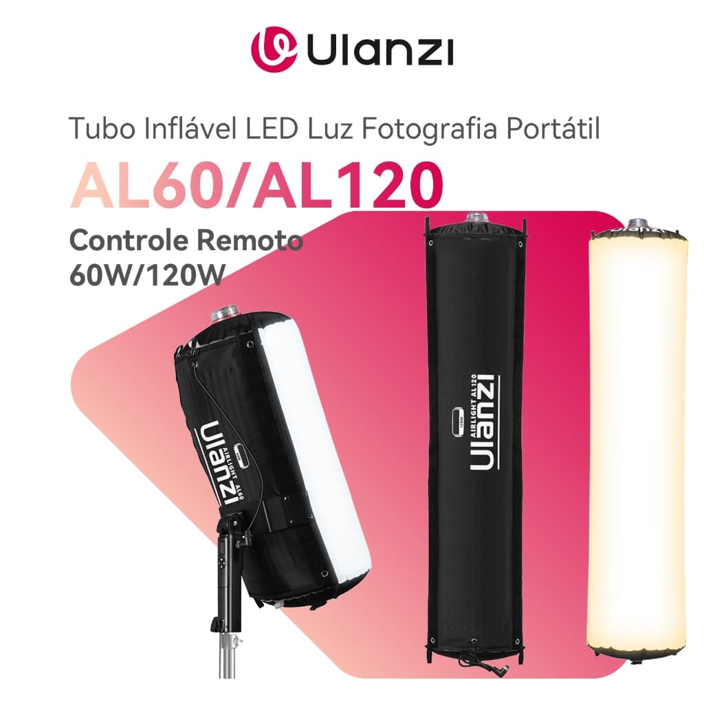 ULANZI AL60/AL120 Tubo Inflável LED Luz 60W/120W Fotografia Portátil com Controle Remoto Bi-Color
