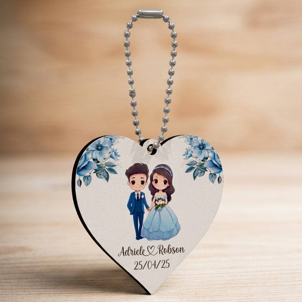 Chaveiro Personalizado Lembrancinha Casamento Noivado MDF Kit Com Nome