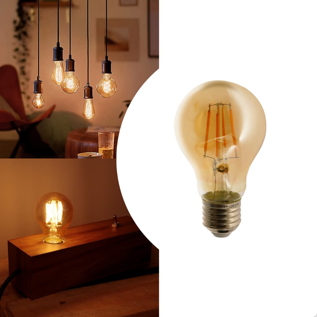 Lâmpada Led Bulbo Ambar Retrô Filamento A60 E27 Luz Quente Bivolt