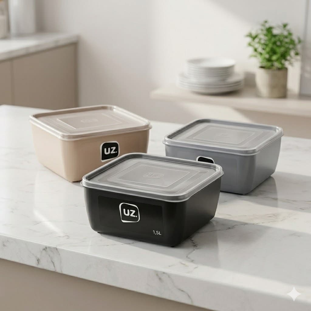 Pote UZ Quadrado 1,5L Organizador Alimentos Freezer Micro-ondas
