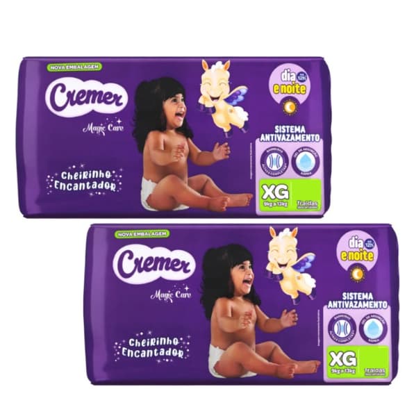 Kit 2 Fraldas Cremer XG 50 Unidades