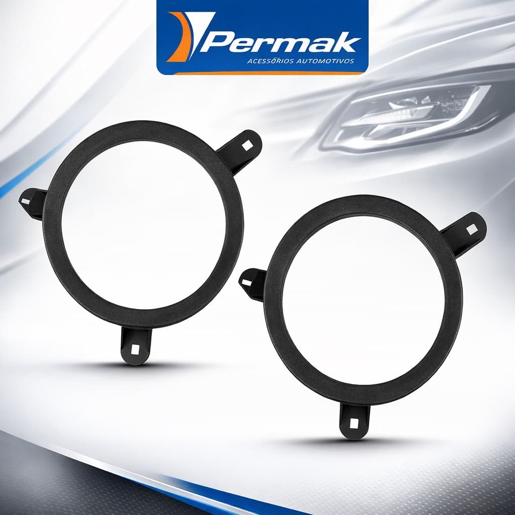 Aro Adaptador Permak 6" Gol Parati Saveiro 4 Portas Dianteiro Preto | Kit 2 Peças + Opção de tela de proteção