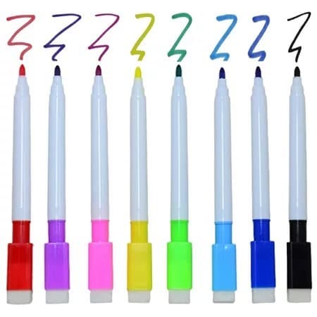 Kit 6 Canetas Magnéticas Coloridas Para Quadro Branco Com Imã e Apagador