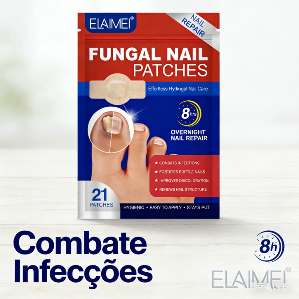 21 Patches Antifúngicos para Micose nas Unhas Adesivo Invisível Discreto Fácil Aplicação