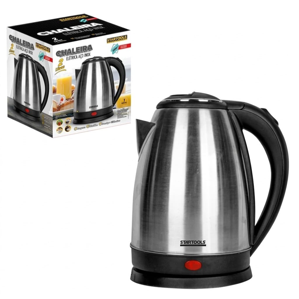 Chaleira Elétrica Inox 2L Jarra Café Chá 220V 1000W Desligamento Automático