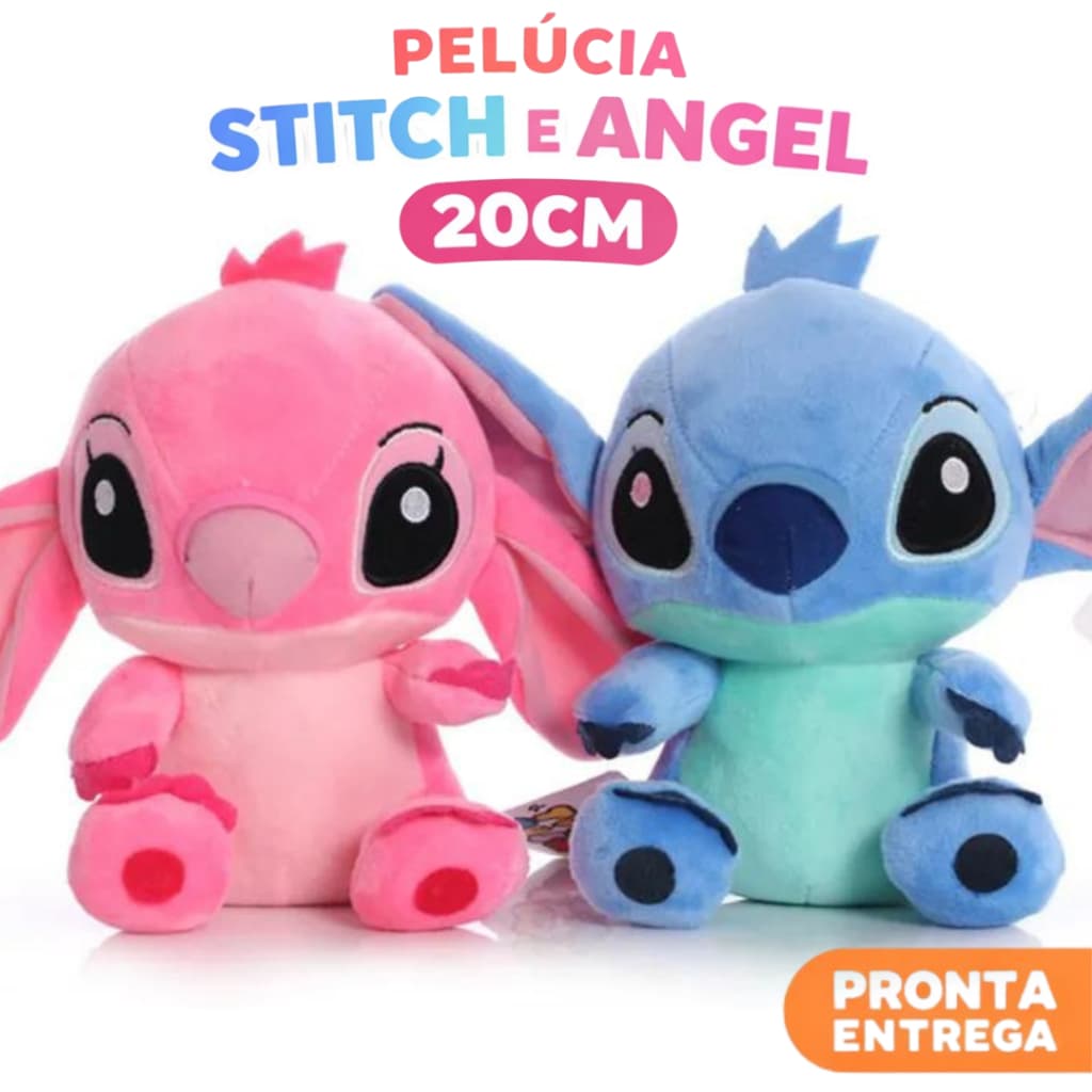 Pelúcia Stitch e Angel 20cm Lilo & Stitch Boneco de Pelúcia Macia Presente Infantil Fofo Crianças BR