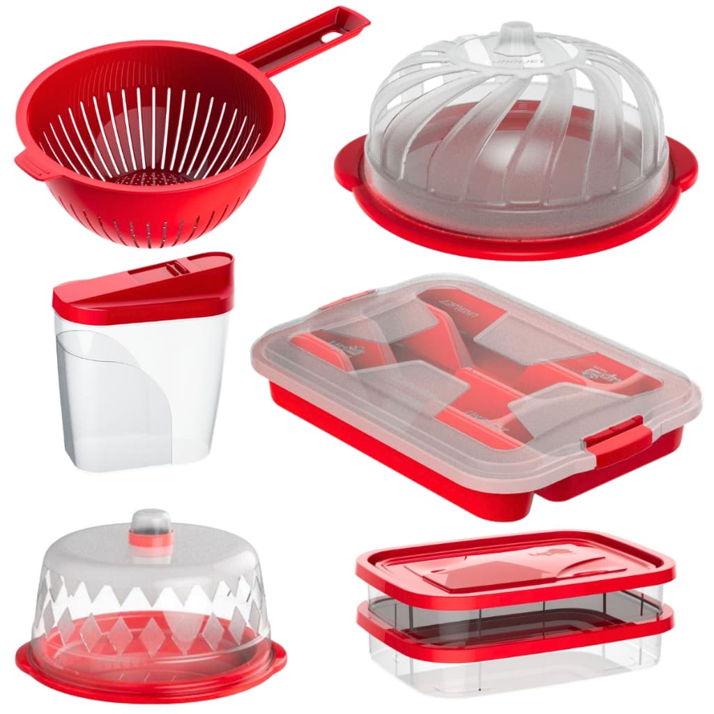 Kit Cozinha Completa Escorredor Massa Porta Talher Boleira Farinheiro Queijeira Porta Frios Duplo