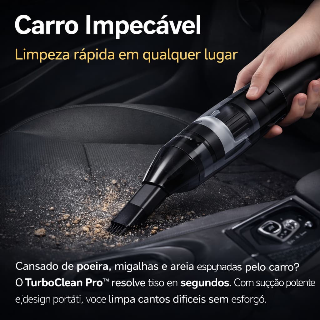 Aspirador Portátil Sem Fio Recarregável USB Alta Potência para Carro, Sofá e Teclado TurboClean Pro™