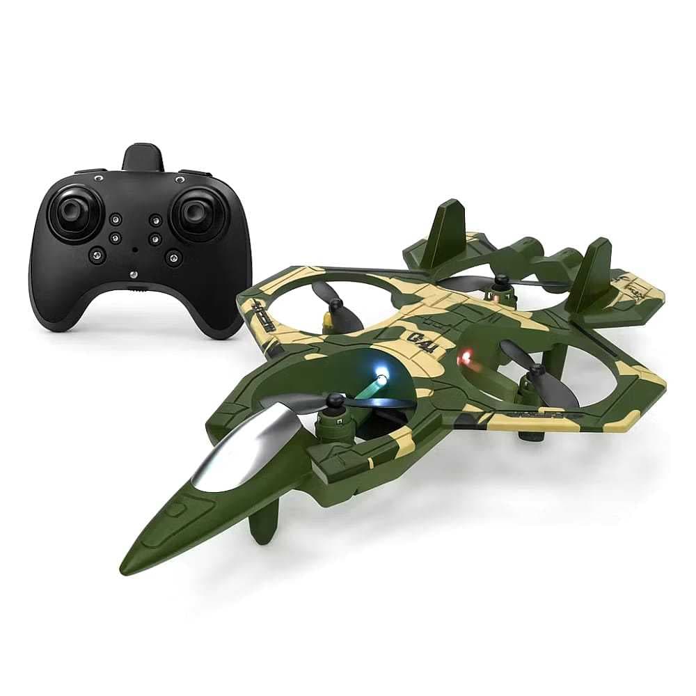 Avião drone YP5Max RC de 2,4 GHz, avião de controle remoto giroscópio de 4 eixos, 360 ° verde militar