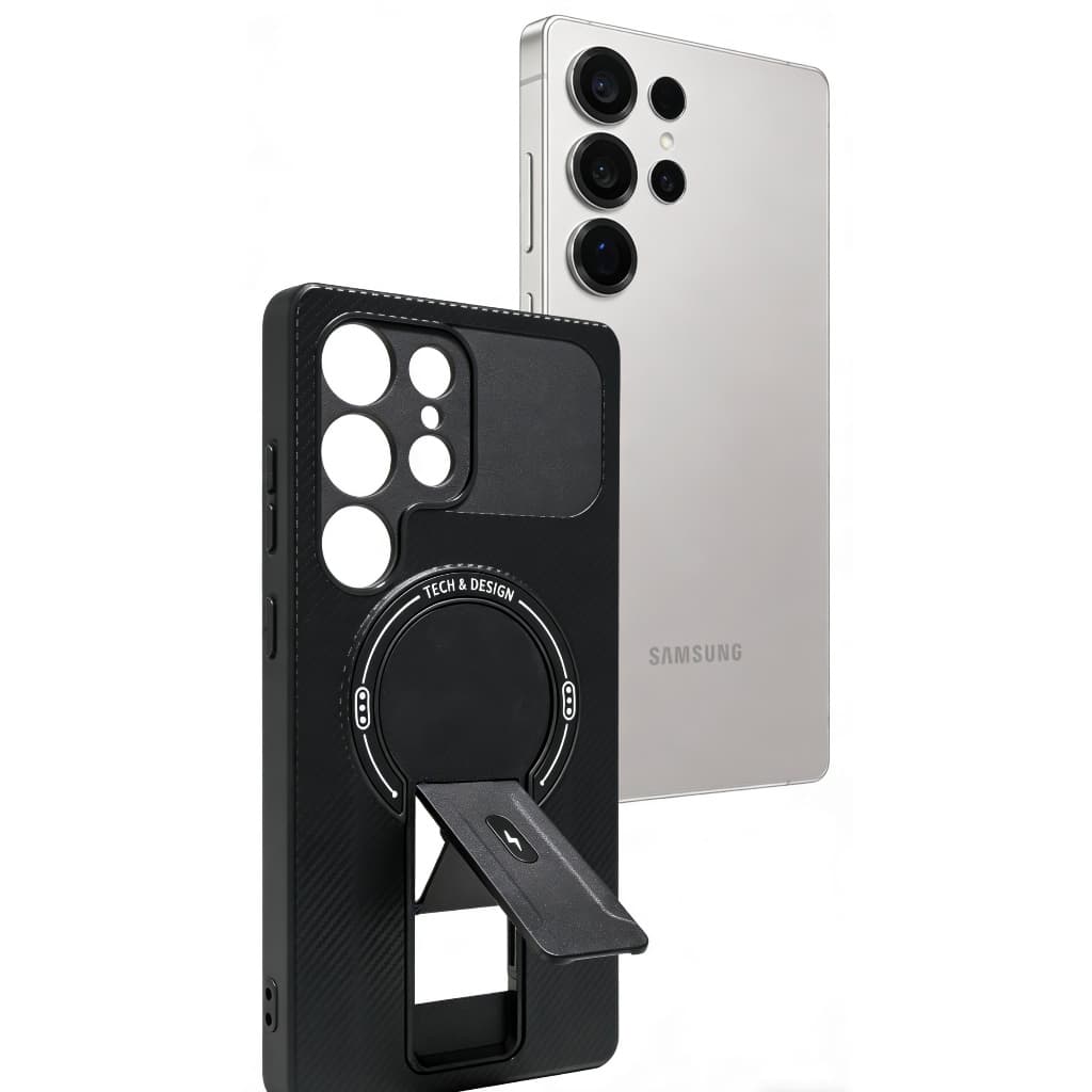 Capa Case Magsafe com Suporte Preto Anti Impacto Samsung Galaxy S22 Ultra/S23 Ultra/S24 Ultra/S25 Ultra