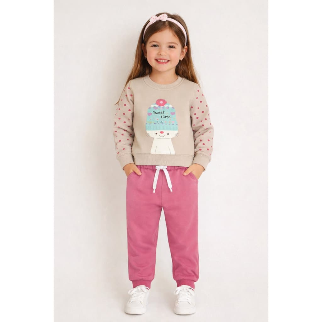 Conjunto Infantil Moletom Menina - quentinho inverno 1, 2 3 sortido