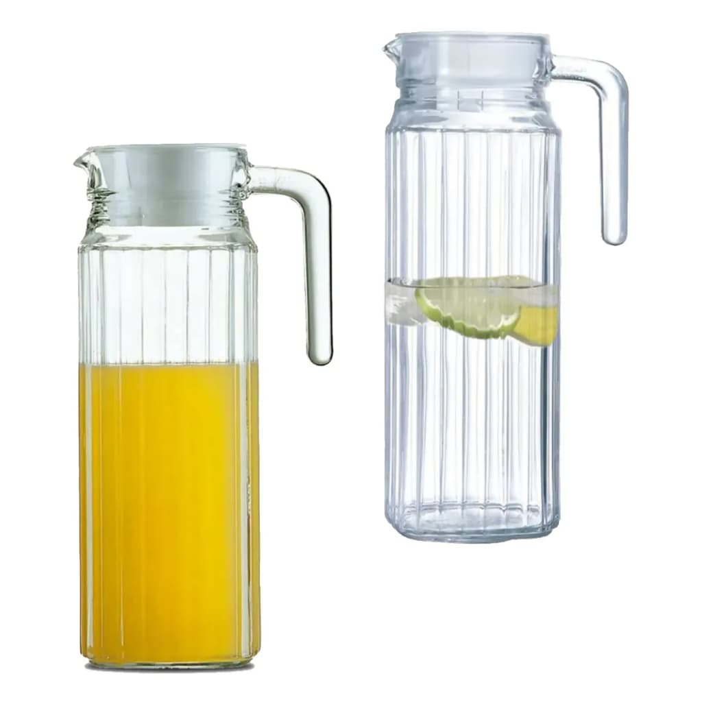 Kit Jarra De Suco Agua Premium 2 Unidades Resistente Com tampa 1 Litro Vidro