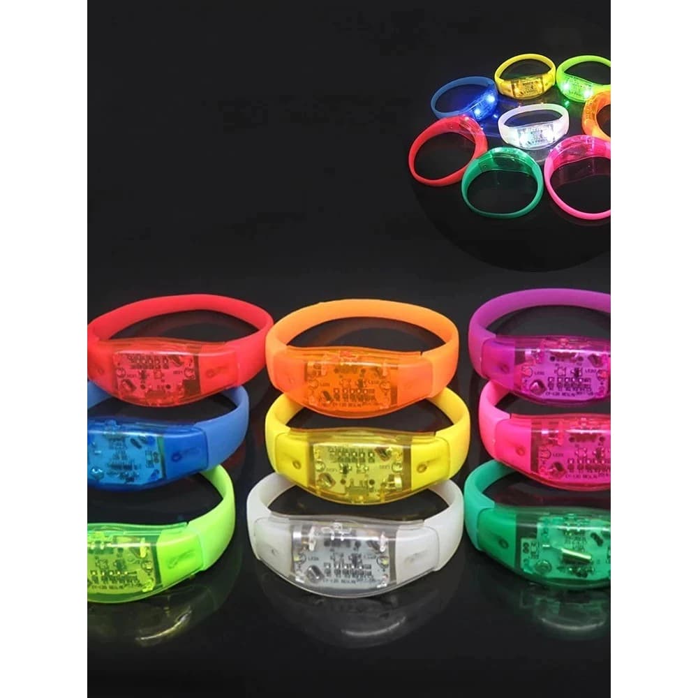 Kit Pulseiras de LED Ativada por Som, Música e Movimento: Acompanhe o Ritmo da Festa e Evento