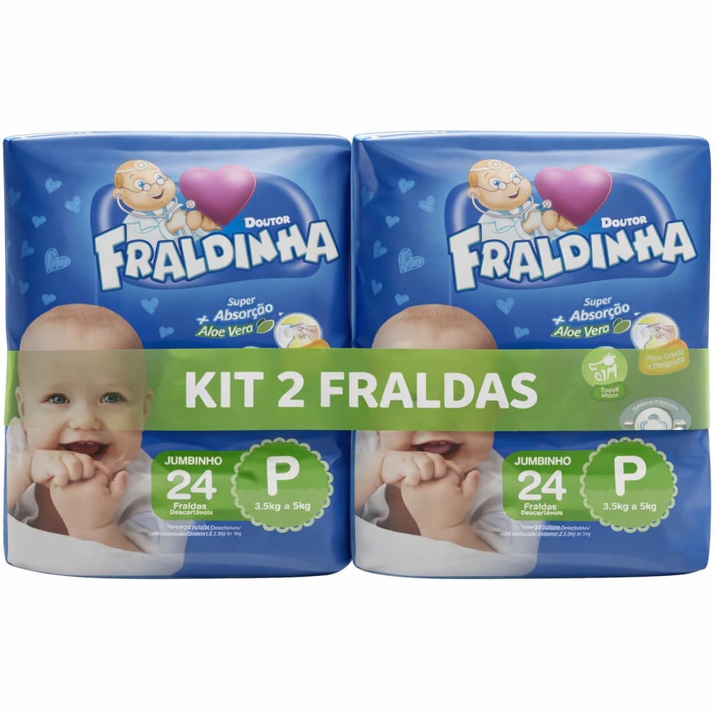kit 2 Fralda Doutor Fraldinha Jumbinho Tamanho P 24 Unidades