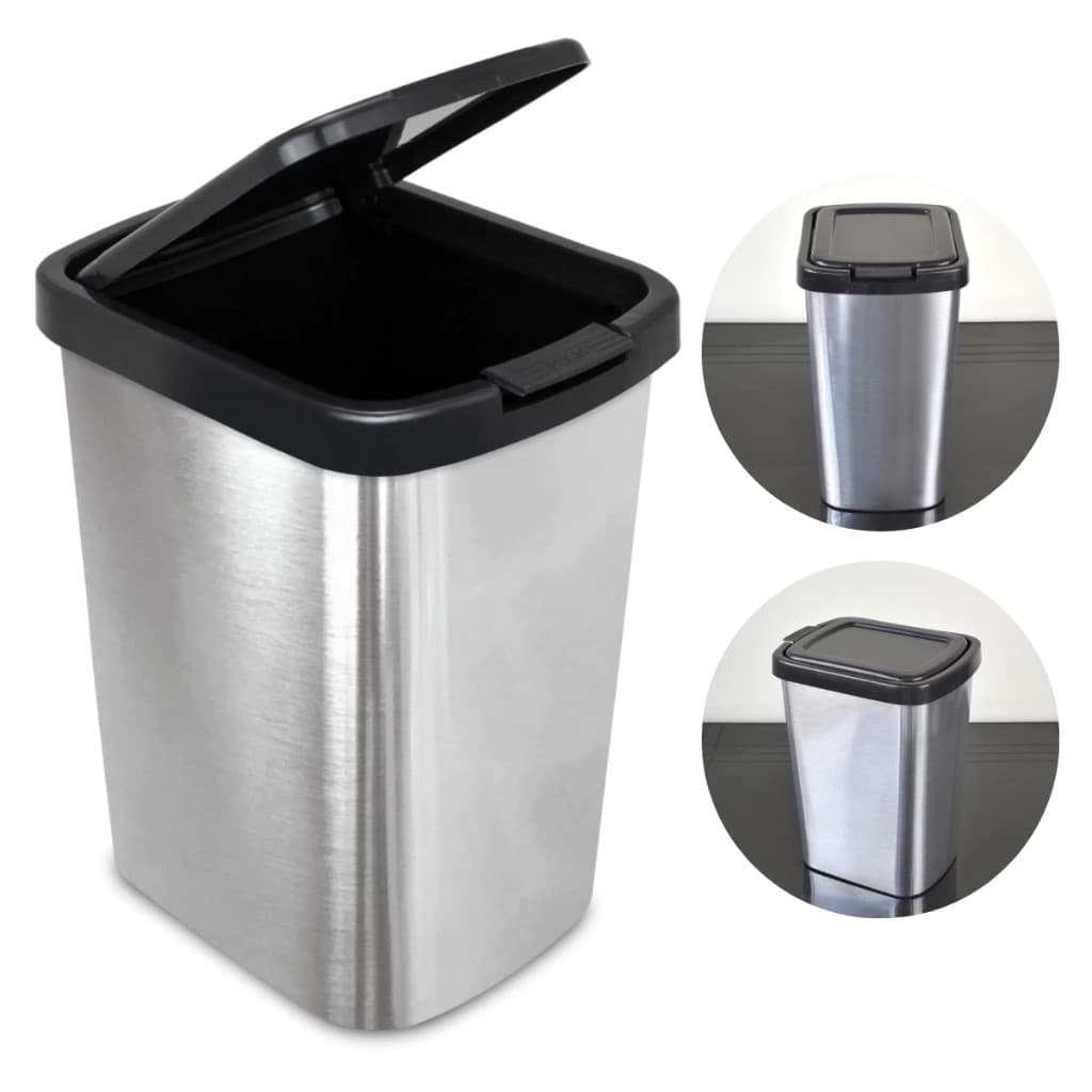 Lixeira Tipo Inox Click Automática  Banheiro Cozinha Escritório Moderna Prática Compacta