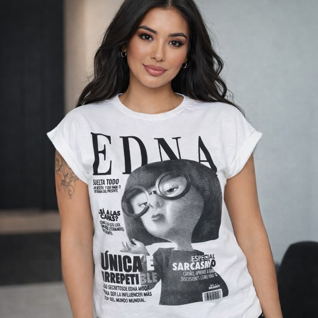 Camiseta Feminina Edna Estampa Japonesa Blusa Fashion Casual Algodão
