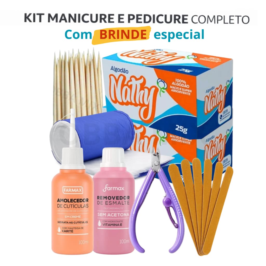 Kit Manicure e Pedicure Completo 6 Itens com Brinde Especial