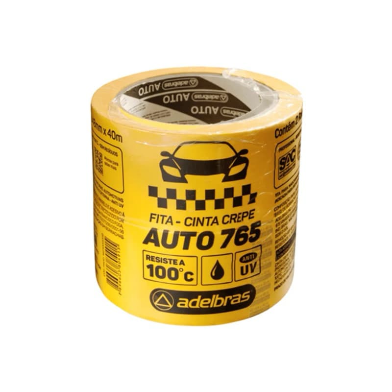 Fita Crepe Adelbras Automotiva 48mm x 40m – Alta Fixação para Pintura, Proteção e Uso Profissional