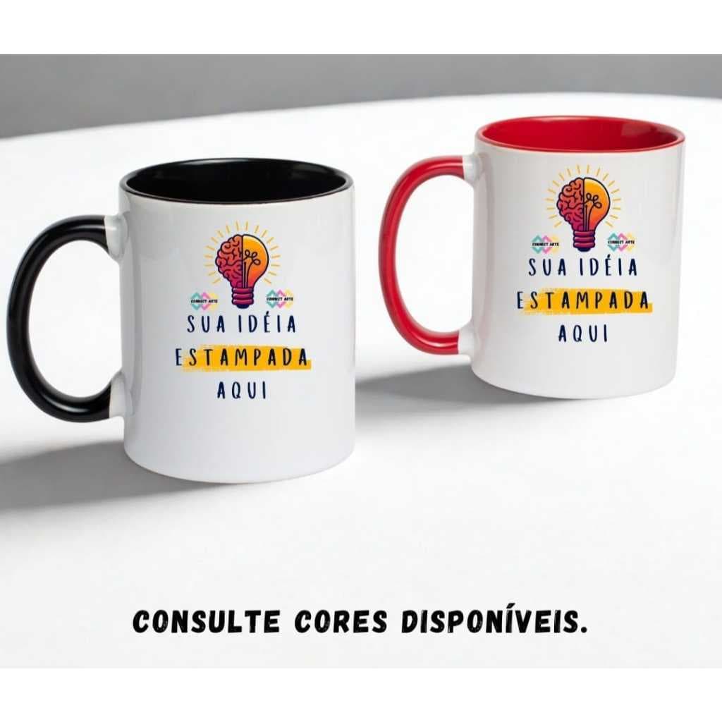Caneca interior e alça colorida personalizada com a sua arte