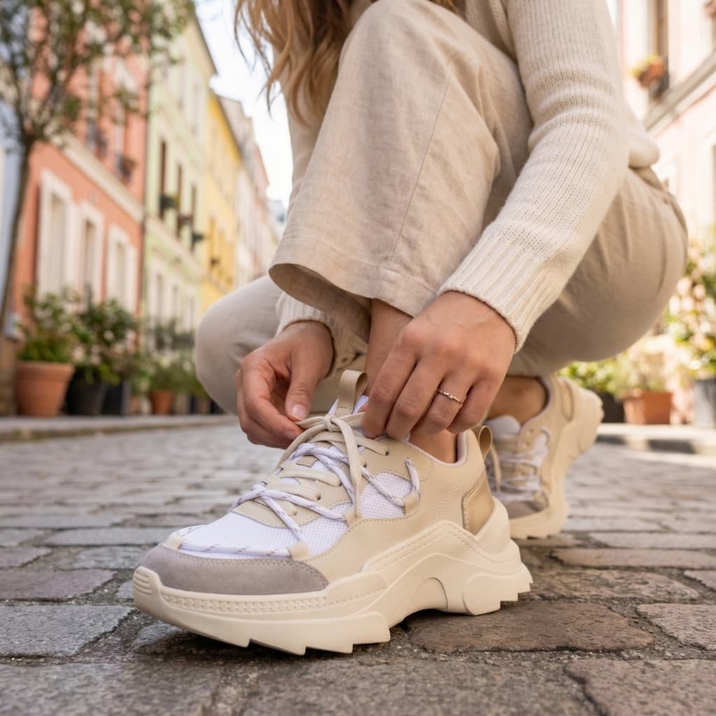 Tênis Feminino Confortável Sneaker, Tratorado com Plataforma Resistente