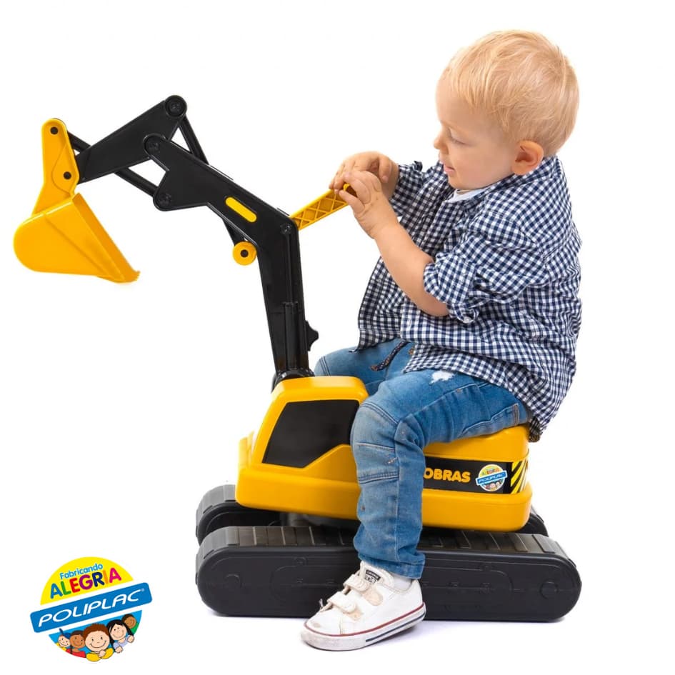 Escavadeira Grande Amarela Infantil Articulada P/ Sentar Até 25kg