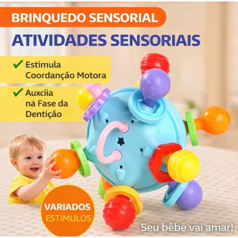 Chocalho Mordedor Bebê 6+ Meses Sensorial Colorido | Brinquedo Educativo para Dentição
