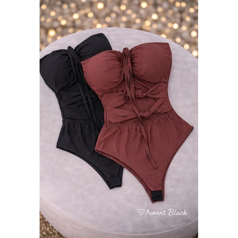 Kit 2 Body Feminino Tomara Que Caia Drapeado | Preto + Azul ou Preto + Marrom | Tamanho Único P/M | Suplex Premium