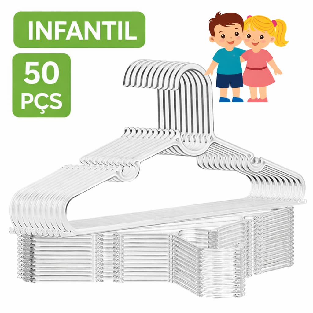 Infantil Cabide Acrílico Kit Cabides Transparente Reforçado Resistente Organizar Roupas Arara Bebe