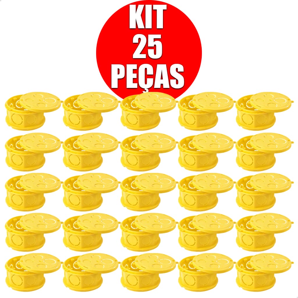 Kit Caixa De Embutir 4x4 Octogonal Tramontina Reforçada Amarela 5, 10, 25 Un