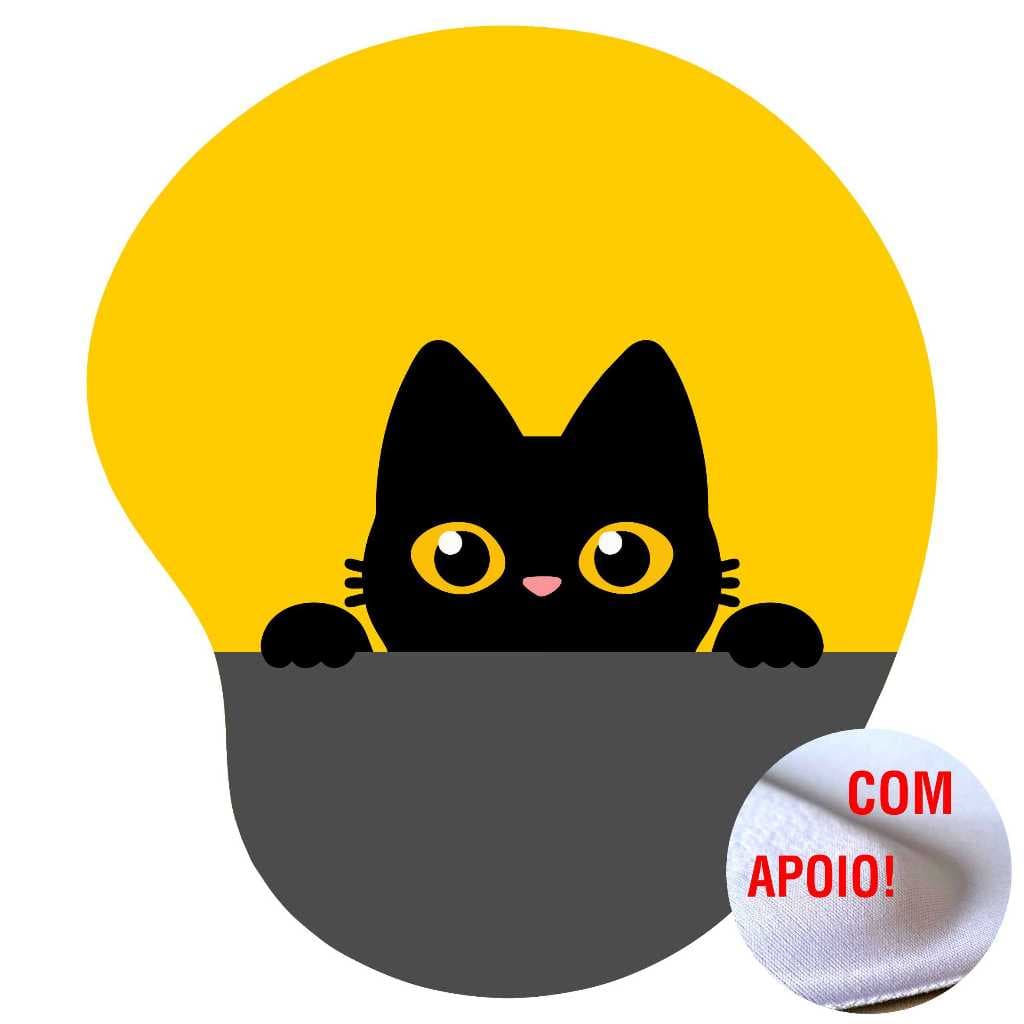 Mouse Pad Ergonômico com Apoio de Punho Gato Escondido Gatinho Cores 1