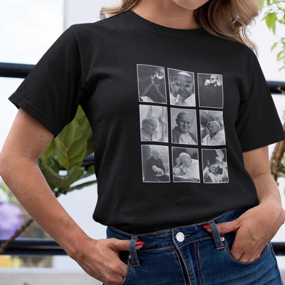 Camiseta Unissex Papa João Paulo II Estampa Religiosa Vintage Casual Moderna Estilosa